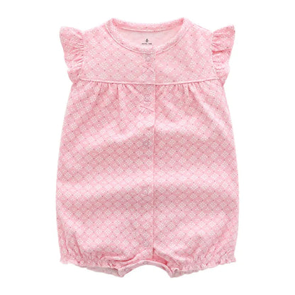Unisex baby romper with animal print, 100% cotton infant jumpsuit, cute short sleeve outfit