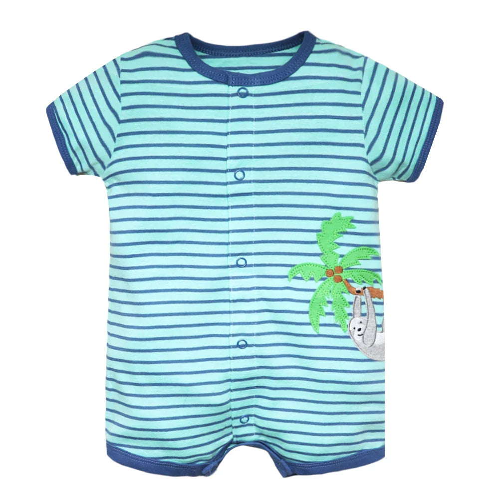 Yellow unisex baby romper, 100% cotton infant jumpsuit, breathable and cozy baby clothes