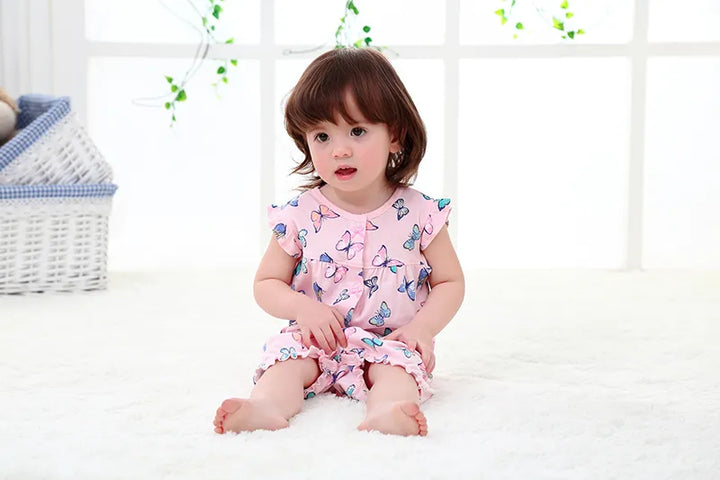Yellow 100% cotton unisex baby romper, infant jumpsuit, soft and breathable babywear gift