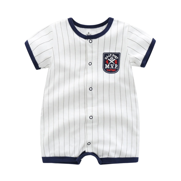 Green 100% cotton baby romper, unisex infant jumpsuit, comfortable short sleeve babywear