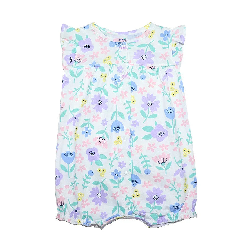 Light blue 100% cotton infant jumpsuit, unisex baby romper, perfect baby boy or girl outfit