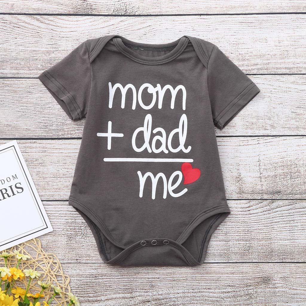 Unisex baby romper, cotton blend, short sleeve, with cute print for summer. Easy changing.
