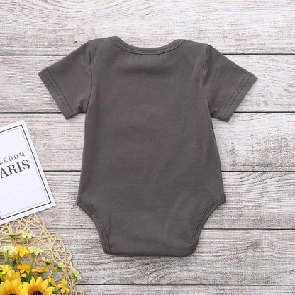Infant unisex baby romper, breathable cotton blend, adorable summer design, comfortable fit.