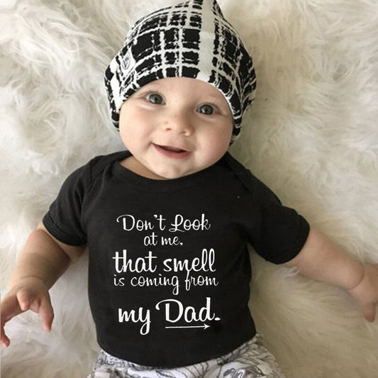 Unisex baby romper with funny quote, soft white cotton bodysuit, newborn gift