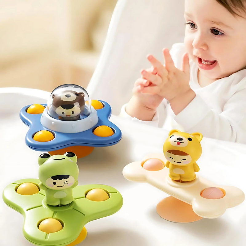 Unisex baby sensory spinning suction cup toy for infant development