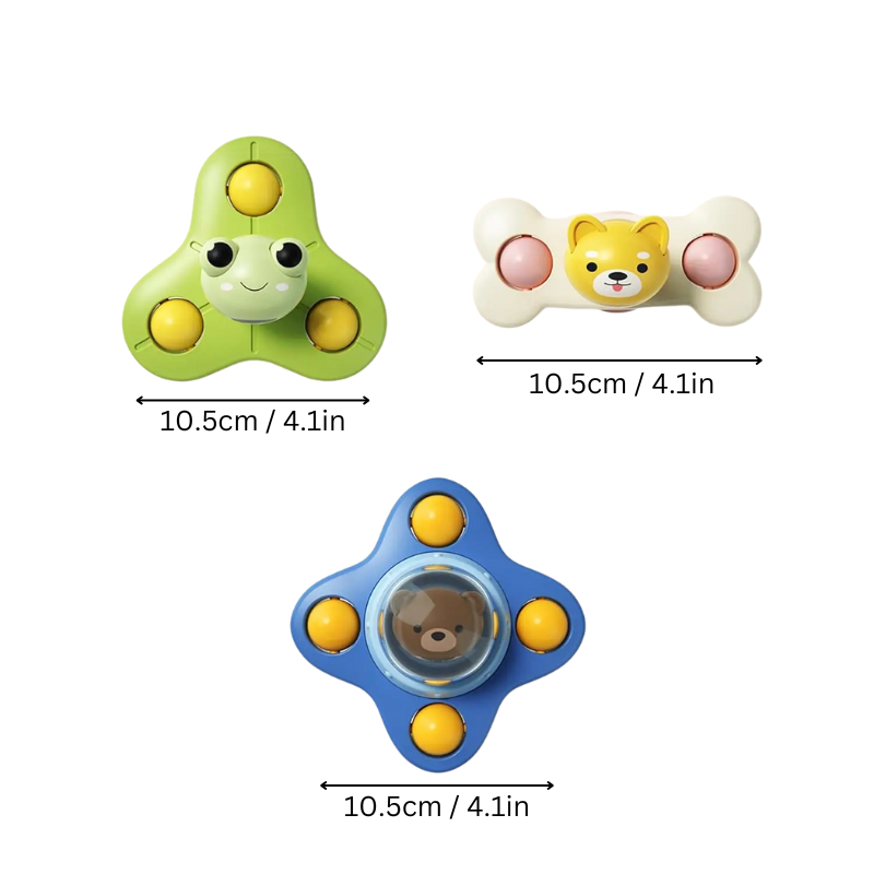 Colorful spinning suction cup toy, baby sensory rattle for early learning