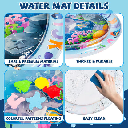 Unisex baby activity mat featuring a water-filled core for engaging sensory exploration