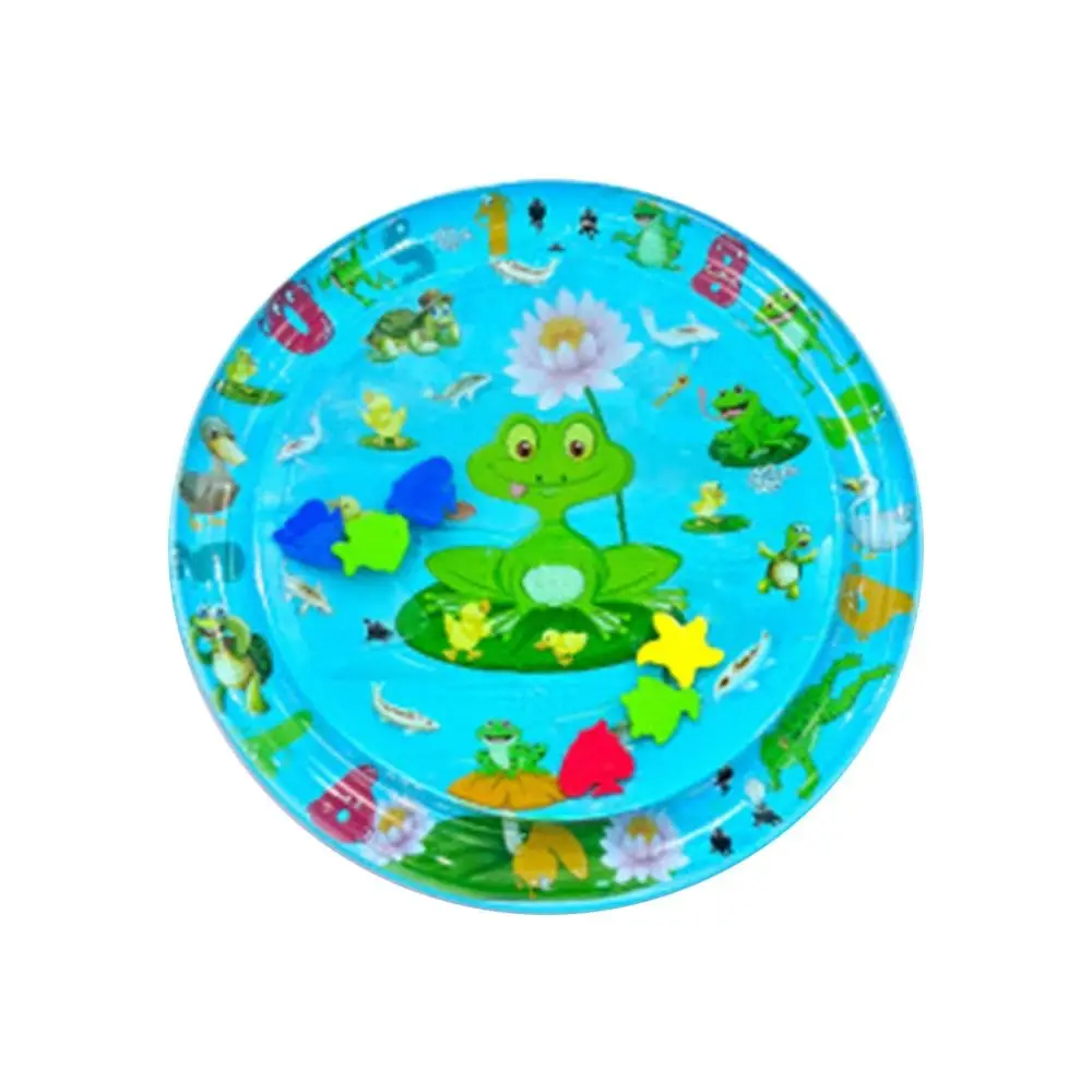 Portable infant water mat showcasing various sea creatures like fish and starfish, for tummy time