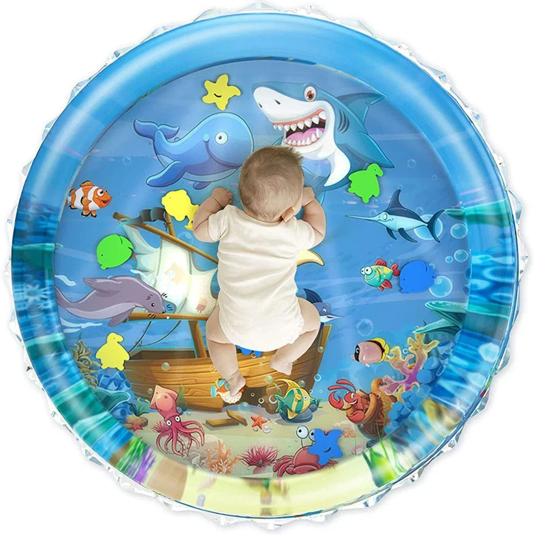 Developmental baby play mat with water chamber, promoting motor skills through sensory play