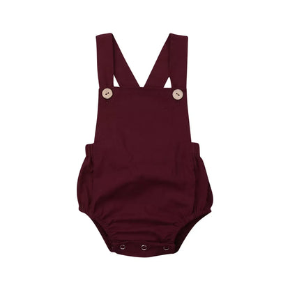 Unisex baby sleeveless romper with practical front snap buttons for easy dressing
