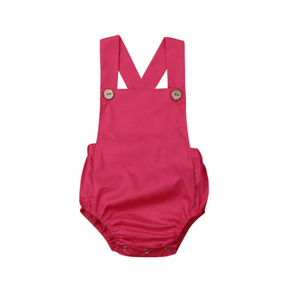 Unisex baby cotton romper in a charming sleeveless style, great for warm climates