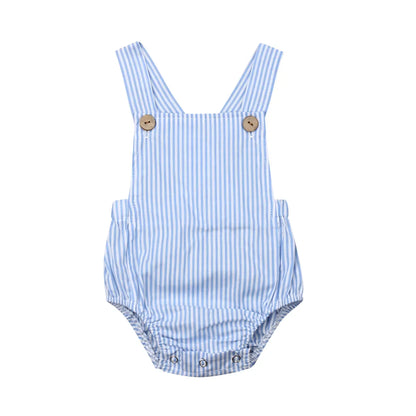 Striped baby jumpsuit, sleeveless design, easy snap closures for quick changes
