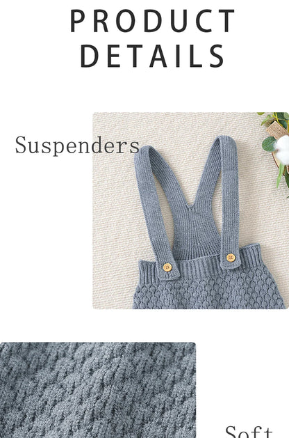 Delicate baby fashion: a knitted sleeveless romper for warm weather adventures.
