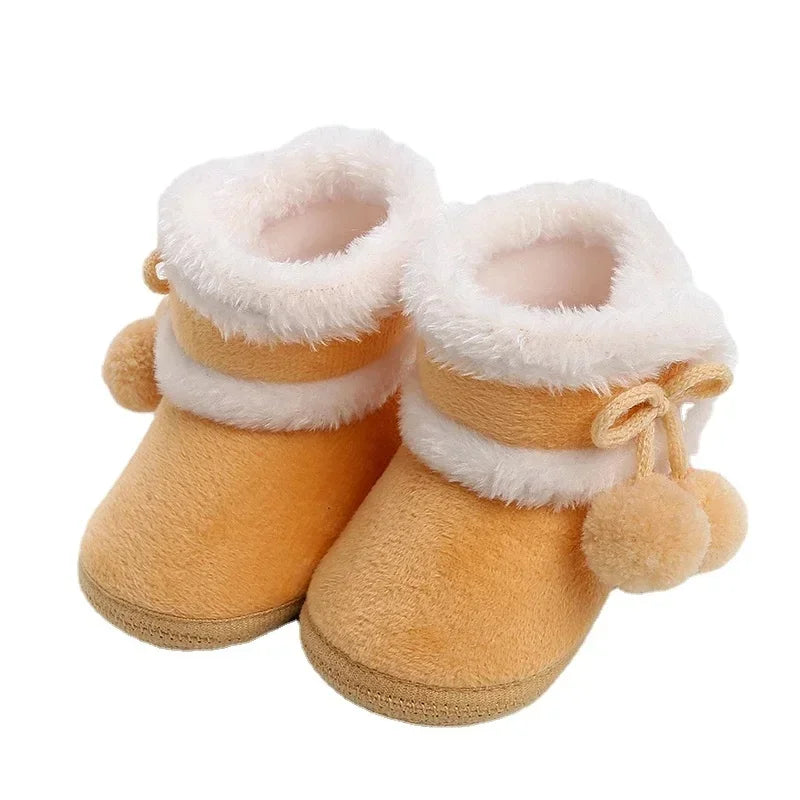 Front view of unisex anti-slip crib shoes, soft and supportive for infants.