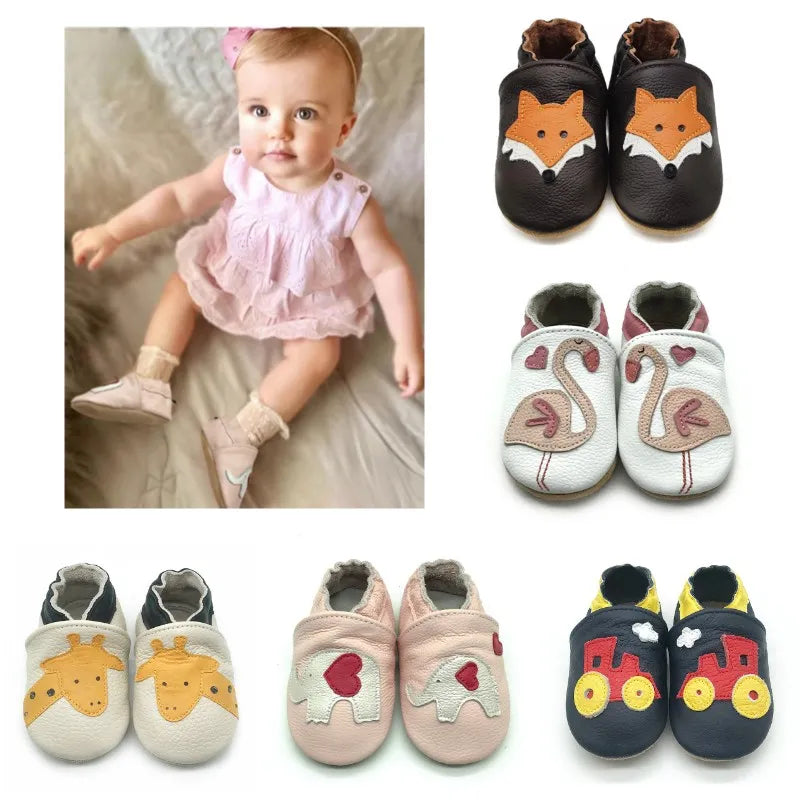 Unisex baby soft sole leather booties, non-slip infant shoes for firstwalkers