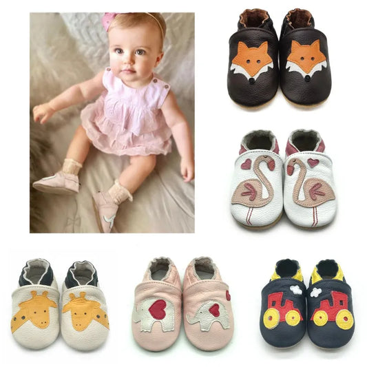 Unisex baby soft sole leather booties, non-slip infant shoes for firstwalkers