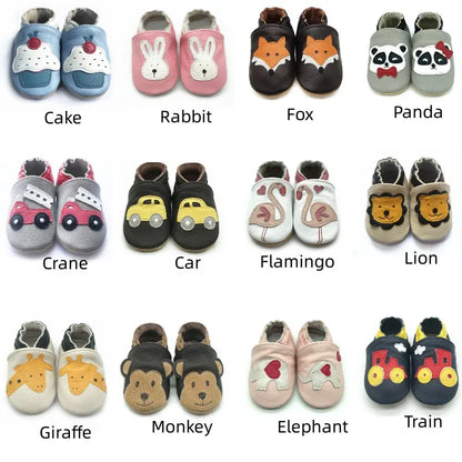 Non-slip leather baby booties, soft sole infant shoes for pre-walkers