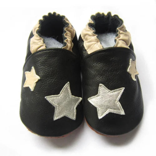 Unisex grey soft sole leather booties, perfect for a baby shower gift