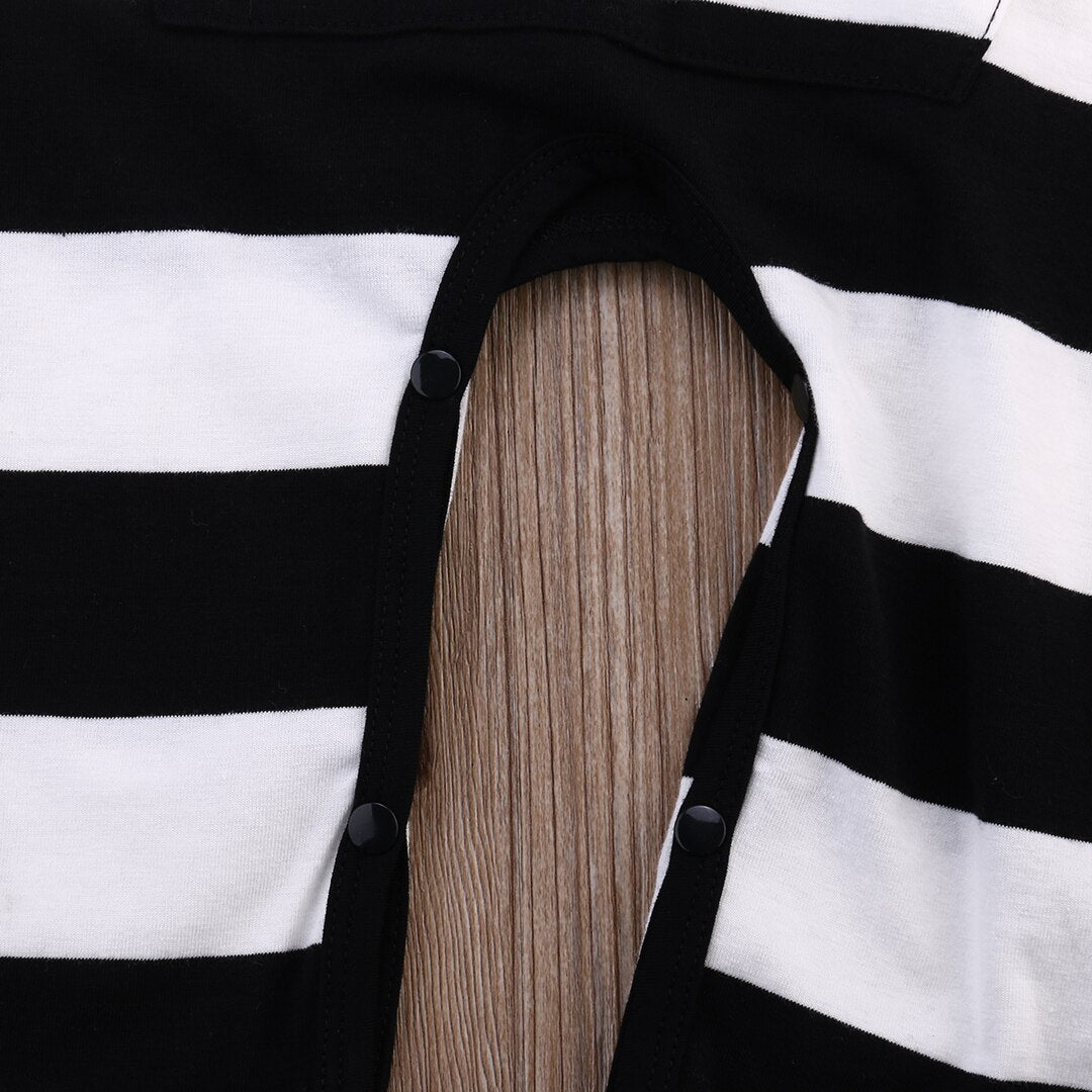 Stylish baby striped hooded jumpsuit, an essential piece of infant apparel and baby fashion