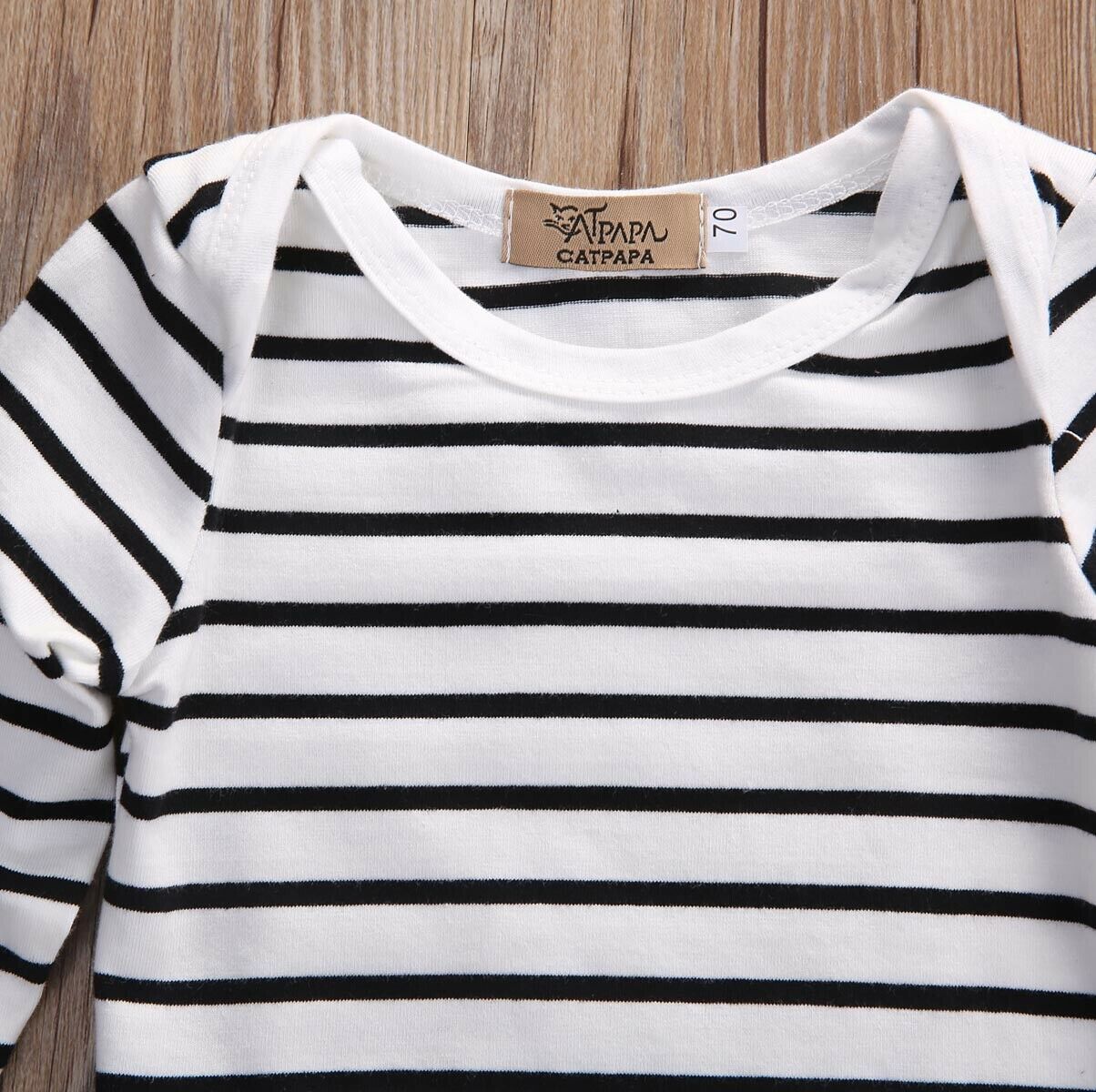 Stylish baby fashion: unisex striped long-sleeve shirt, leggings, and beanie made of cotton