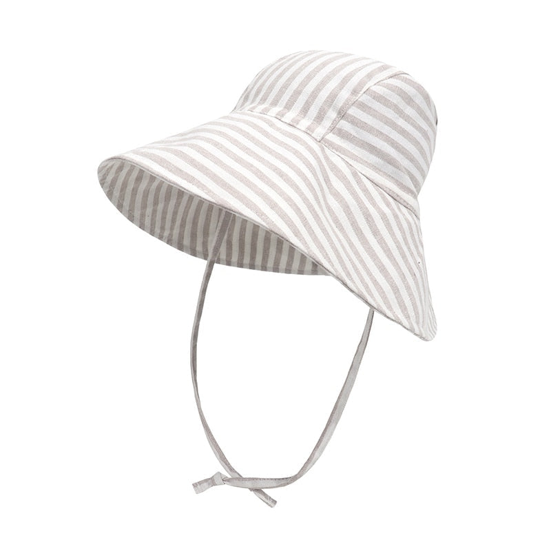 Unisex baby accessory, wide brim sun hat, cotton linen, windproof, key for kids' outdoor sun protection.