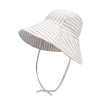 Unisex baby accessory, wide brim sun hat, cotton linen, windproof, key for kids' outdoor sun protection.