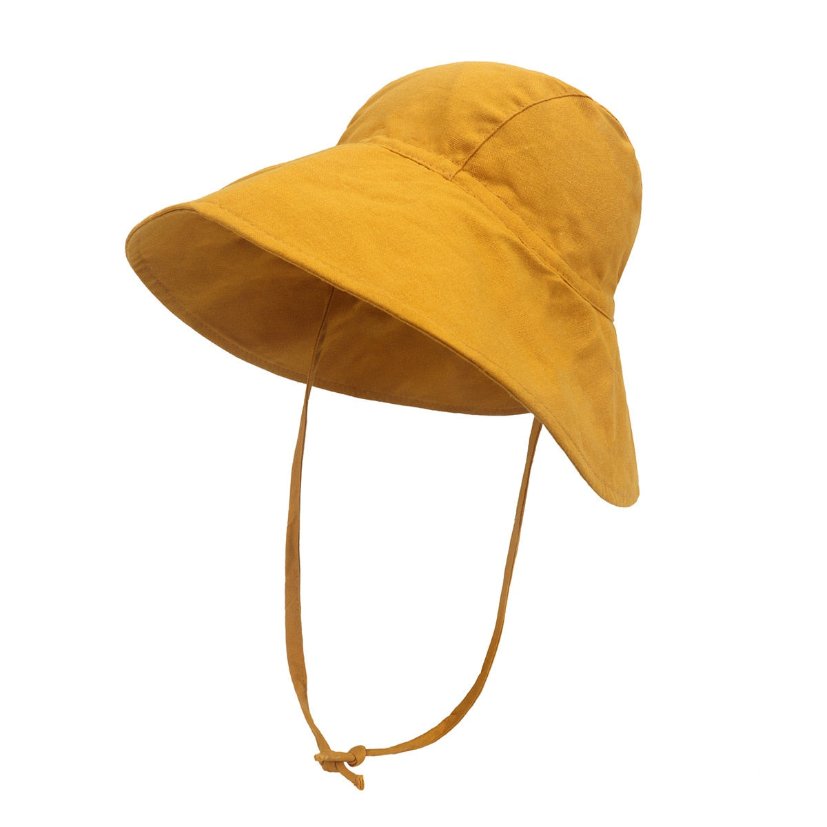 Children's summer hat, wide brim, unisex, cotton linen, designed for sun protection and infant beach wear.
