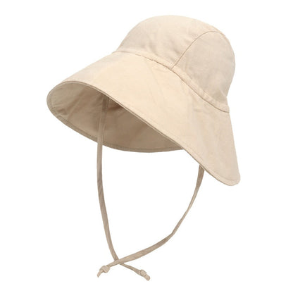 Baby sun hat with wide brim, cotton linen, windproof, unisex, essential toddler sun protection for outdoors.