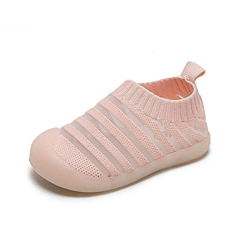 Top-down view of unisex non-slip baby shoes, soft sole, breathable, perfect infant footwear for daily wear