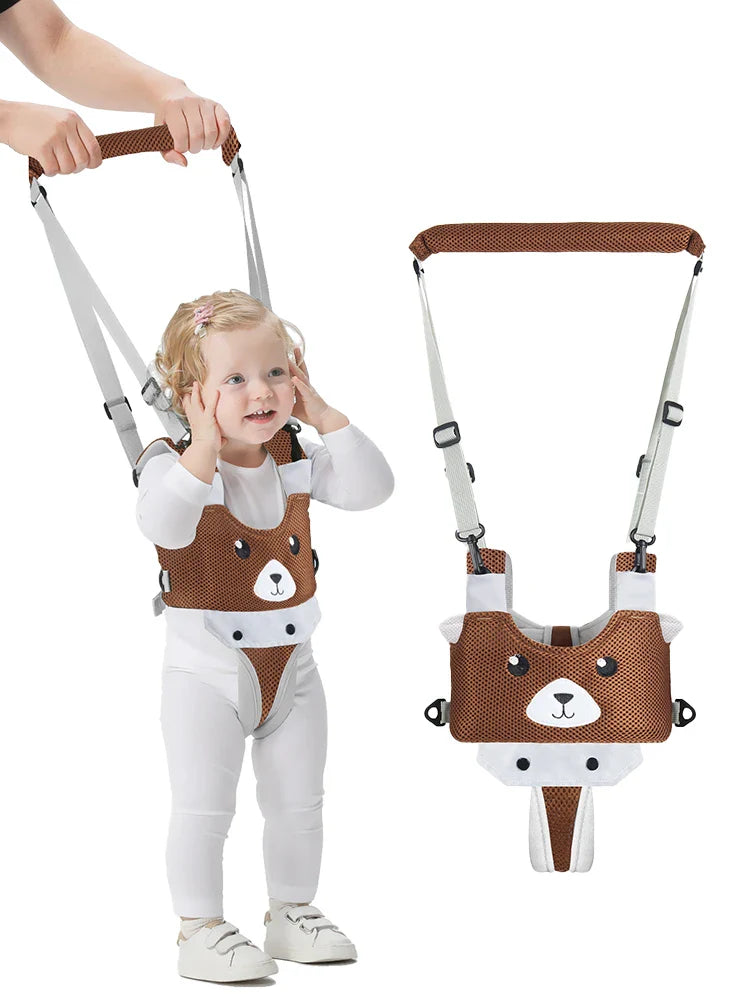 Toddler aid walking harness from a front view, showing ergonomic design for comfortable use