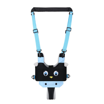Close-up of the secure locking mechanism on a baby walking harness, emphasizing child safety
