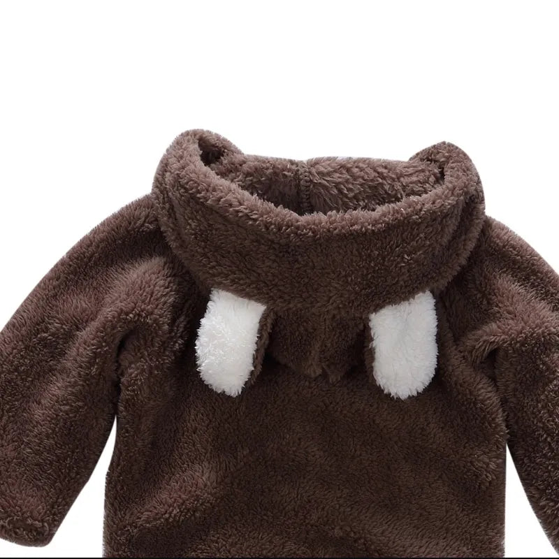 Unisex baby winter long sleeve hooded romper, ideal newborn clothing, cozy feel
