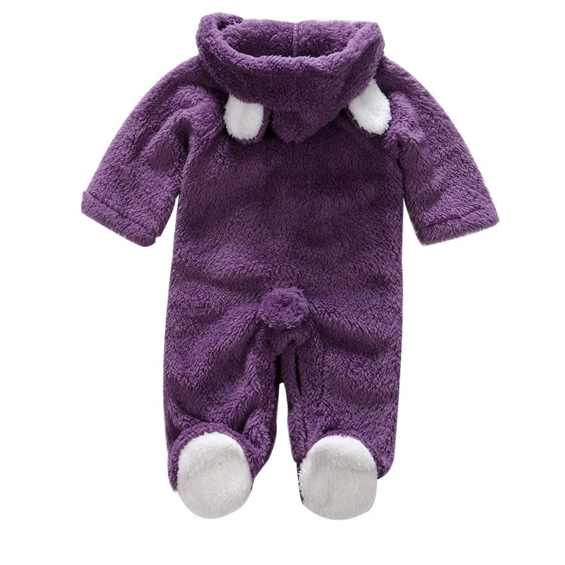 Cozy baby long sleeve hooded romper, newborn winter wear, perfect everyday jumpsuit