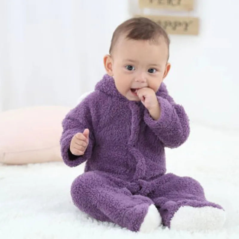 Baby winter outfit: unisex long sleeve hooded romper jumpsuit, perfect for infants