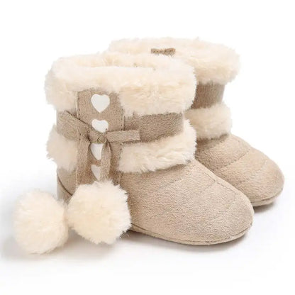 Baby winter snow boots, fluffy and warm, secure hook-loop, unisex design