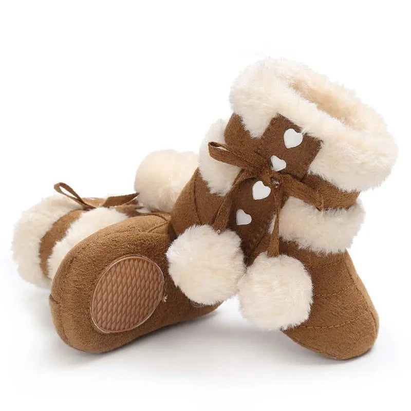 Unisex baby fluffy boots, winter footwear with comfortable soft sole for toddlers