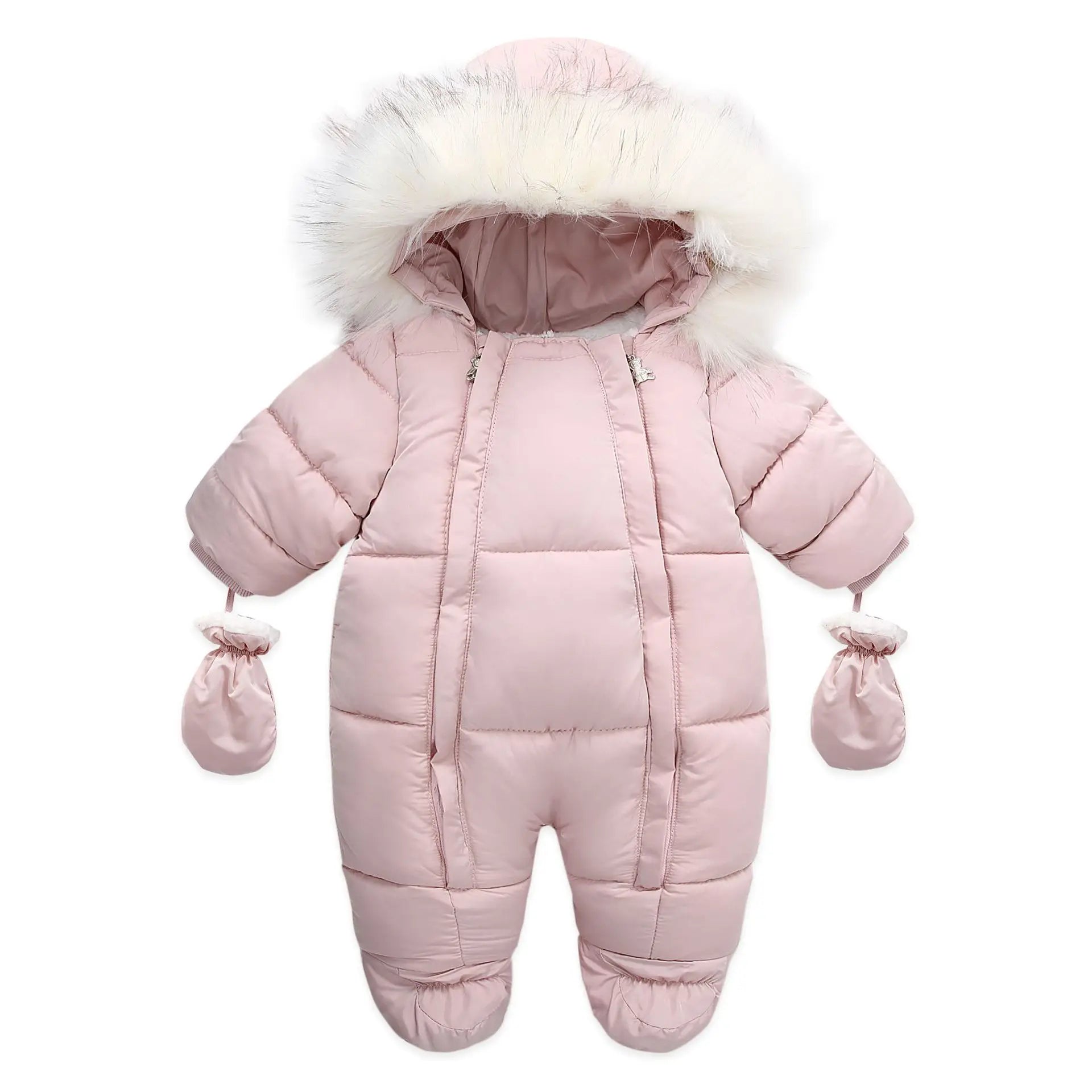 Winter essential: unisex baby warm fleece hooded romper, easy to wear