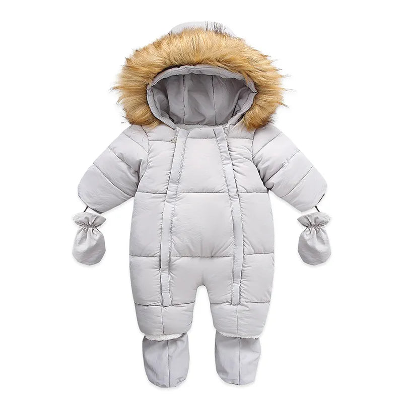 Baby clothing: warm hooded fleece romper jumpsuit, perfect for chilly days