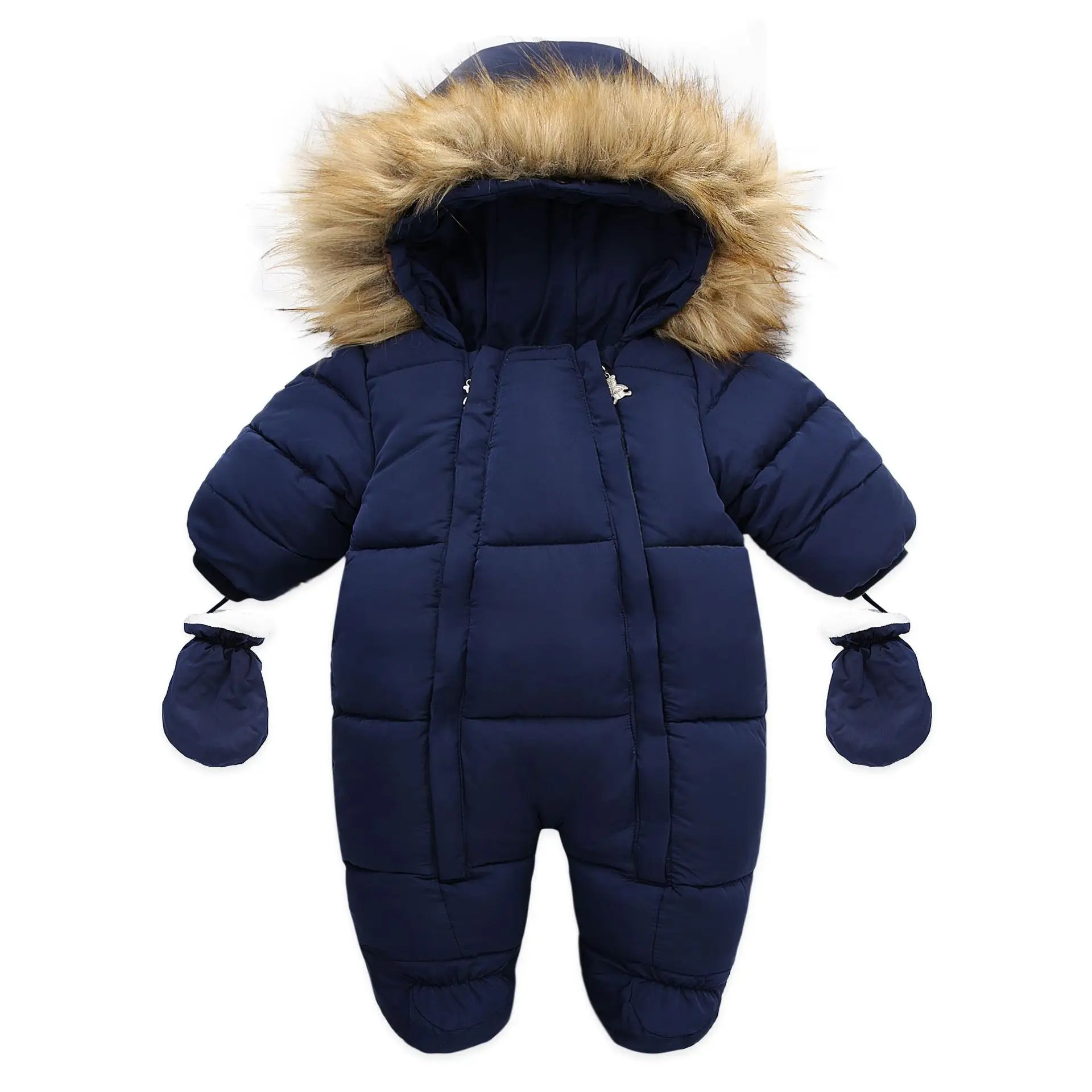 Hooded fleece infant jumpsuit, soft and warm for baby's comfort in winter