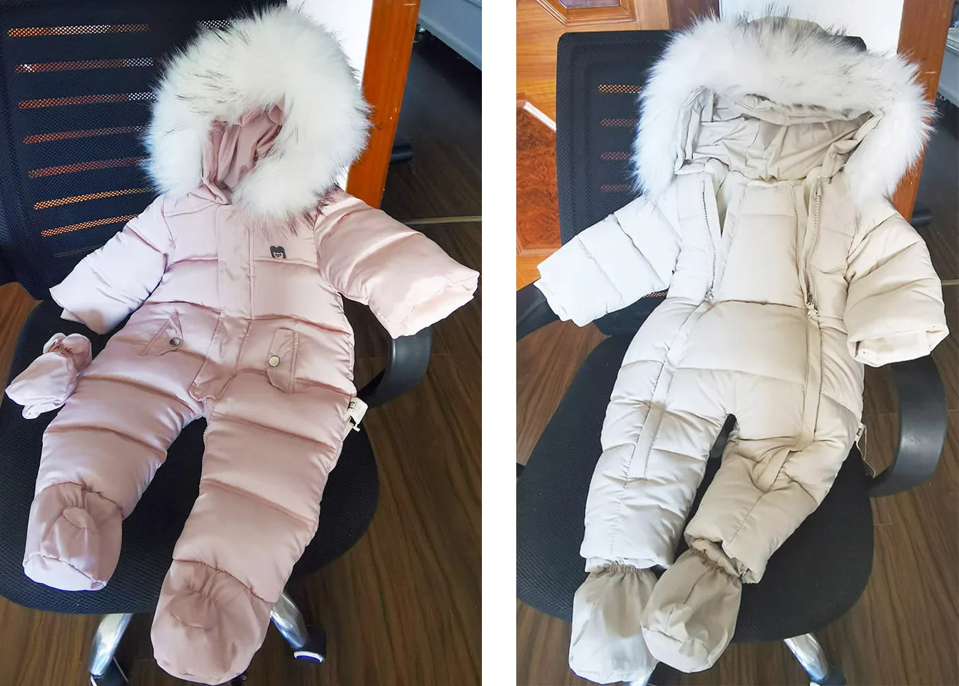 Baby's first winter: unisex warm fleece hooded romper jumpsuit, snug fit