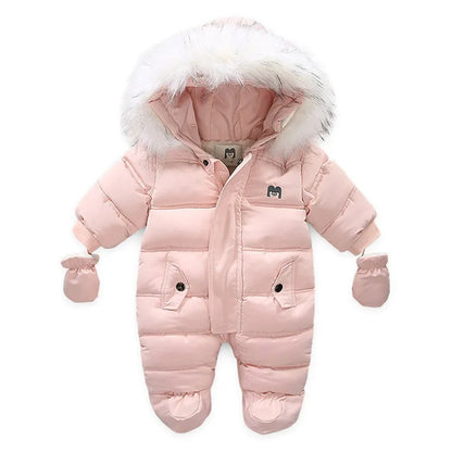 Unisex baby winter pajamas, fleece hooded romper in soft cotton fabric
