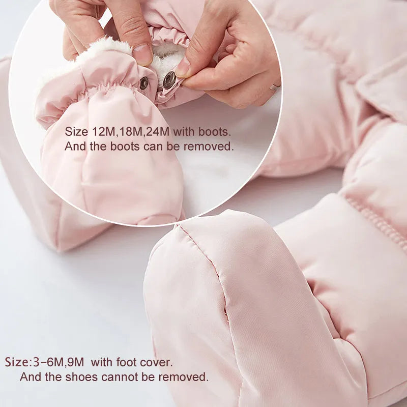 Infant outerwear: warm fleece hooded romper jumpsuit, perfect for baby boys or girls