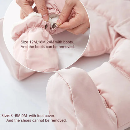 Infant outerwear: warm fleece hooded romper jumpsuit, perfect for baby boys or girls