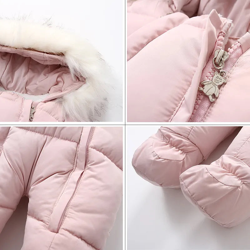 Cozy baby bodysuit: unisex winter warm fleece hooded romper for cold weather