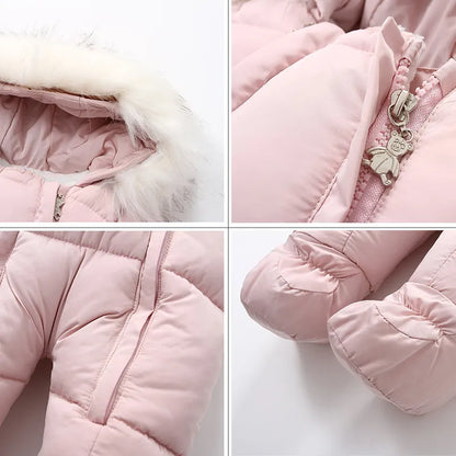 Cozy baby bodysuit: unisex winter warm fleece hooded romper for cold weather