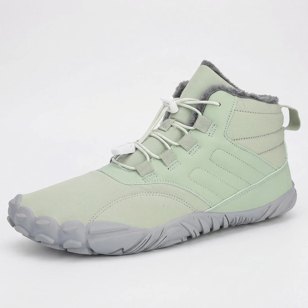 Unisex barefoot winter boots, built for warmth & flexibility in cold, wet conditions. Wide toe box.