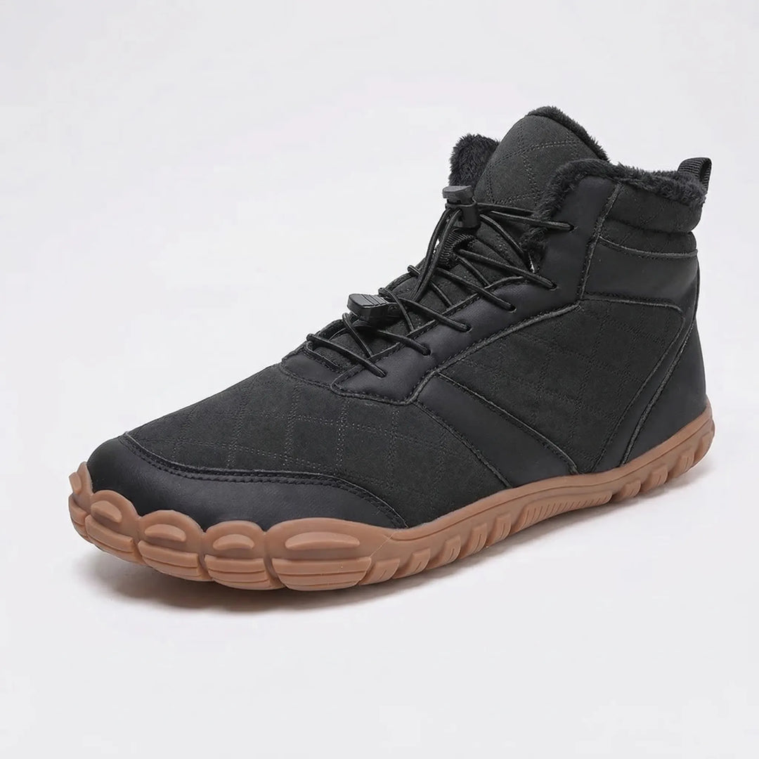 Flexible sole barefoot boots with water-repellent exterior, cozy & warm for winter walks.