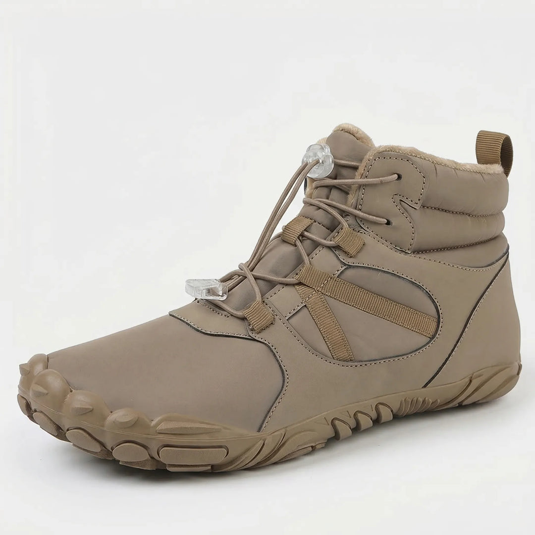 Warm, waterproof unisex outdoor boots with a flexible sole, perfect for cold weather activities.
