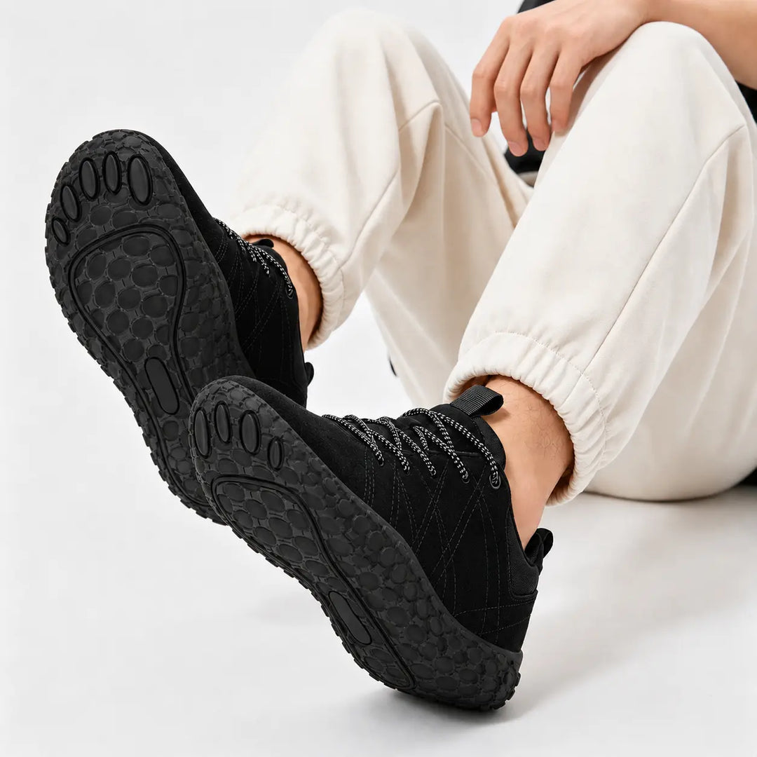 Unisex orthopedic hiking trainers, featuring a wide toe box for natural foot splay.