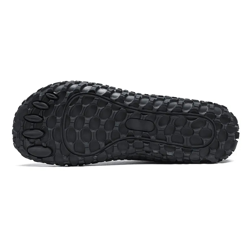 Barefoot walking trainers, flexible and wide toe, perfect for active wear and trail exploration.